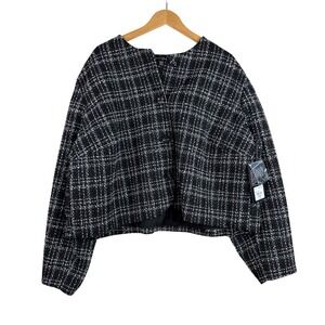 NWT Ashley Graham Tweed Womens Plus Regular Fit Boucle Suit Jacket Size 24W‎